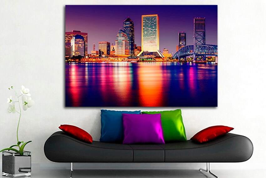 Tampa city canvas Florida bridge Florida travel decor