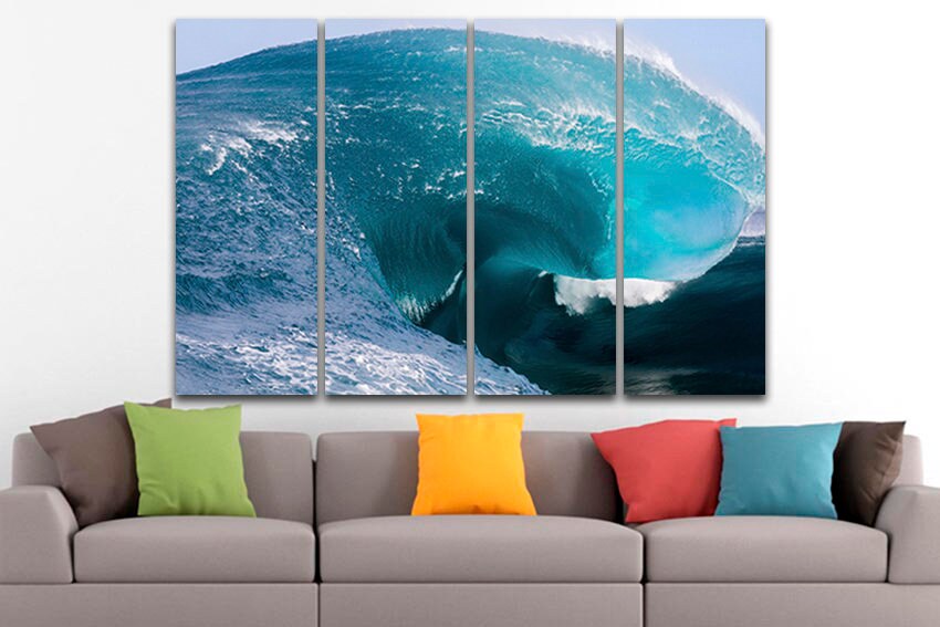 Wave print Sea decor Ocean wall art Blue wave Multi panel wave Huge wave Landscape art Wave canvas split Ocean wave Painting seascape Gift