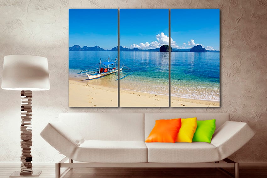 Ocean Philippine beach Blue canvas Tropical wall art nature decor