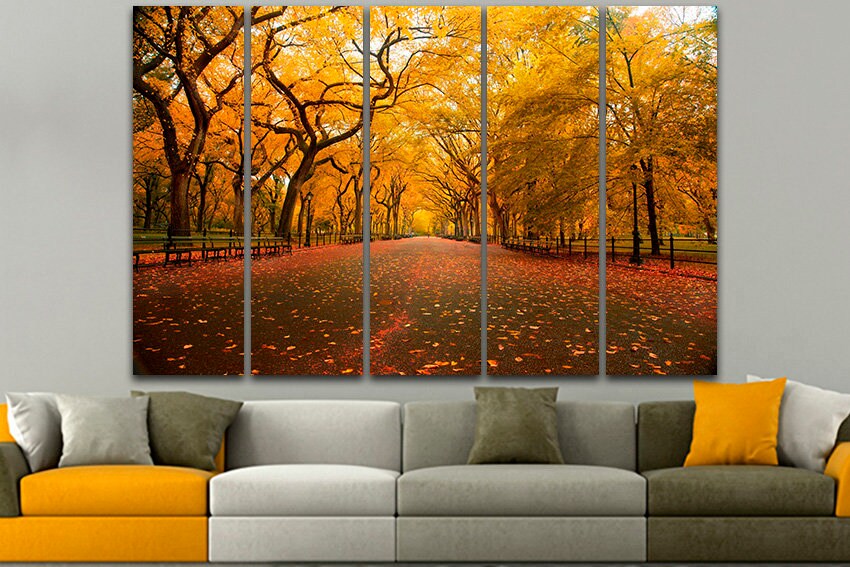 Autumn City park canvas Gallery wrap art Nature print Landscape decor
