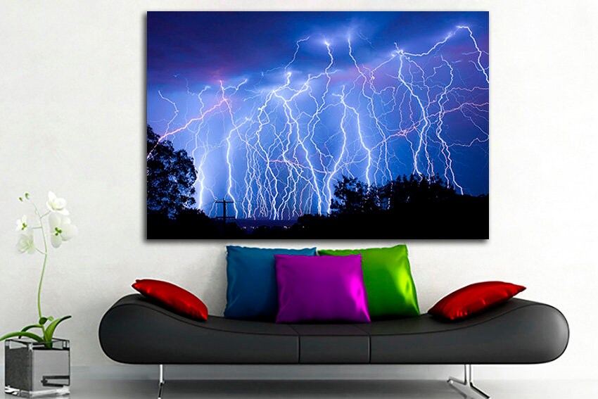 Lightning bolt print art canvas Nature decor Landscape art