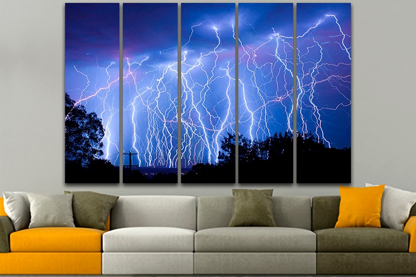 Lightning bolt print art canvas Nature decor Landscape art