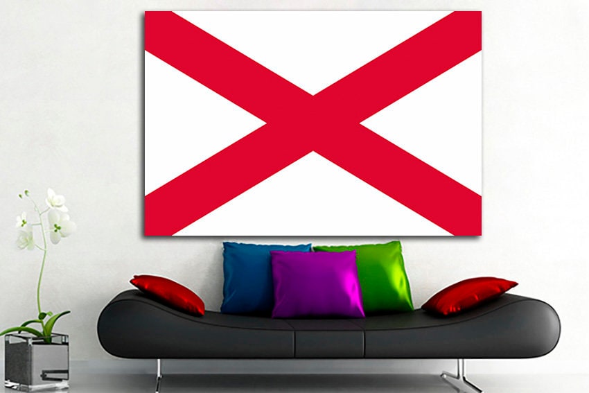 Alabama flag United States Alabama flag print Alabama flag canvas Alabama flag art Print on canvas Wall art Photo print Office decor Print