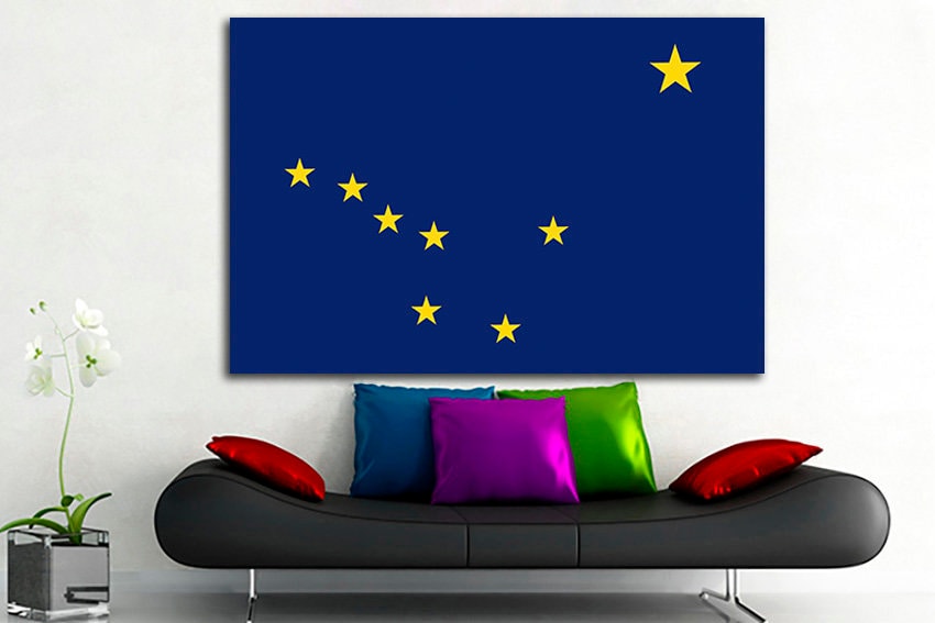 Alaska flag State US Alaska flag print Alaska flag canvas Alaska flag art Wall decor Multi panel canvas Wall prints Office decor Picture