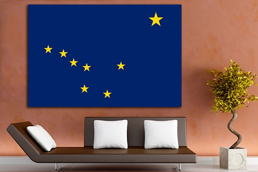 Alaska flag State US Alaska flag print Alaska flag canvas Alaska flag art Wall decor Multi panel canvas Wall prints Office decor Picture
