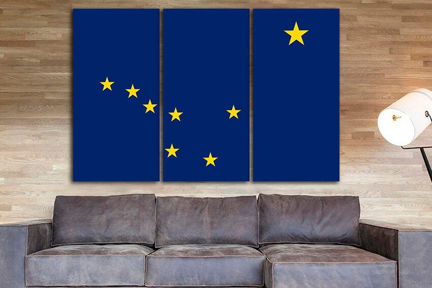 Alaska flag State US Alaska flag print Alaska flag canvas Alaska flag art Wall decor Multi panel canvas Wall prints Office decor Picture