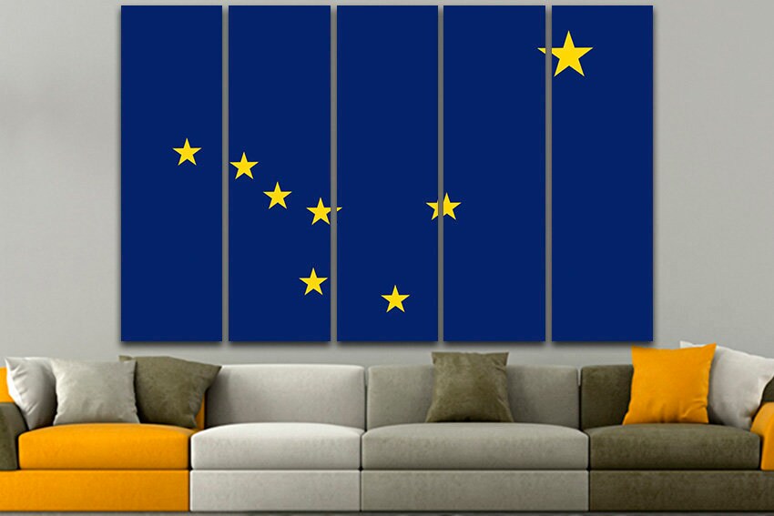 Alaska flag State US Alaska flag print Alaska flag canvas Alaska flag art Wall decor Multi panel canvas Wall prints Office decor Picture