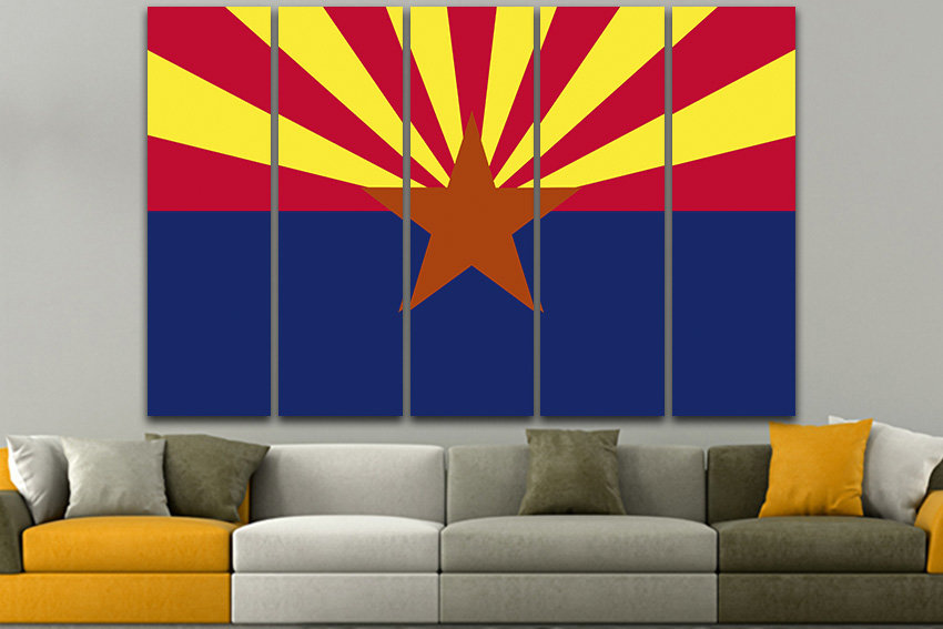 Arizona flag Canvas Four Corners states Arizona flag print Arizona flag canvas Arizona flag art 3 panel canvas Art decor Flag picture Decor