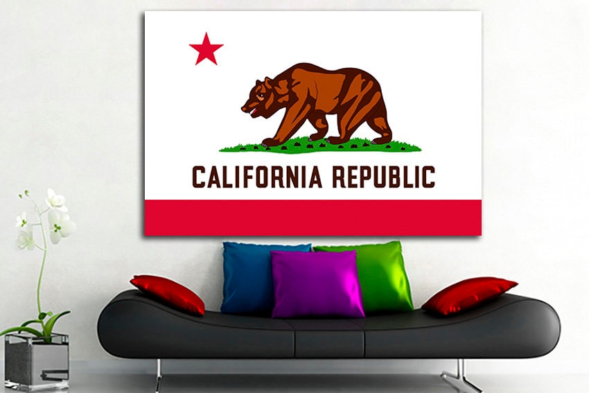 California flag Canvas Art print Vintage style Bear flag print Bear flag canvas Bear flag art California art California print Vintage flag