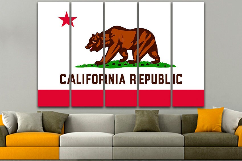 California flag Canvas Art print Vintage style Bear flag print Bear flag canvas Bear flag art California art California print Vintage flag