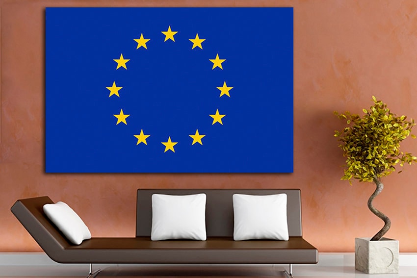 European flag Print on canvas European Union flag European flag art EU flag decor EU flag canvas Europe flag Wall art Multi panel canvas Art