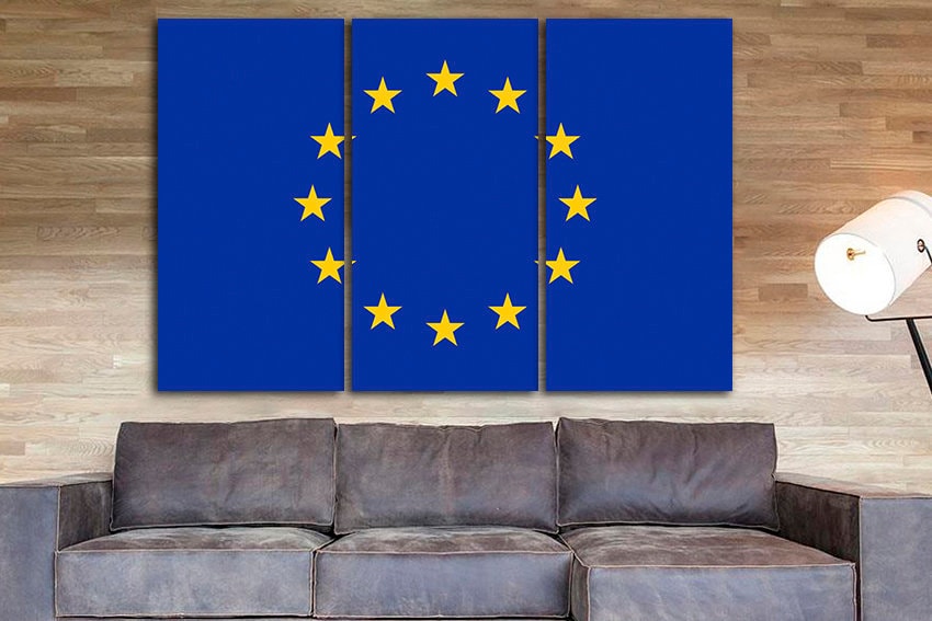 European flag Print on canvas European Union flag European flag art EU flag decor EU flag canvas Europe flag Wall art Multi panel canvas Art