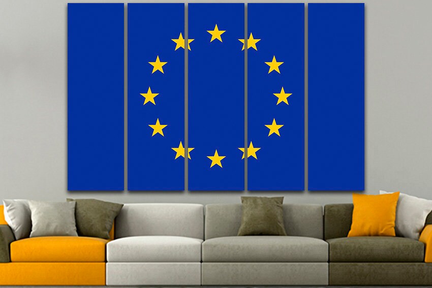 European flag Print on canvas European Union flag European flag art EU flag decor EU flag canvas Europe flag Wall art Multi panel canvas Art