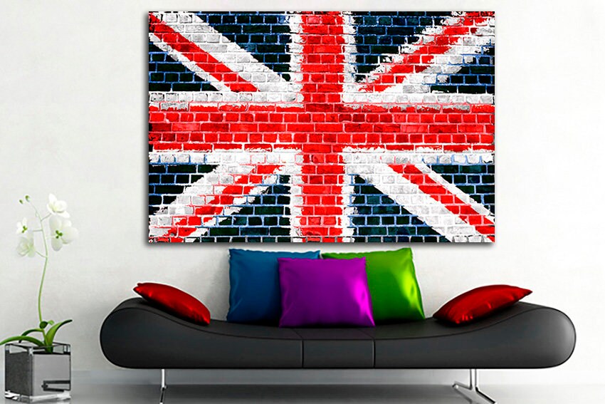 Union flag Print on canvas Flag United Kingdom Union Jack flag Union flag art Union flag decor Union flag canvas 4 panel canvas Office decor