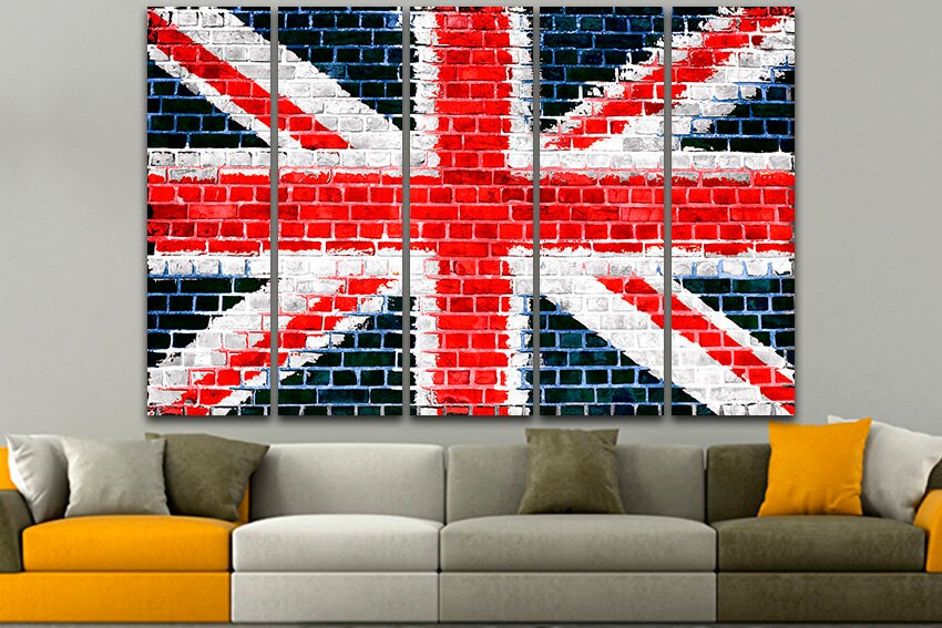 Union flag Print on canvas Flag United Kingdom Union Jack flag Union flag art Union flag decor Union flag canvas 4 panel canvas Office decor