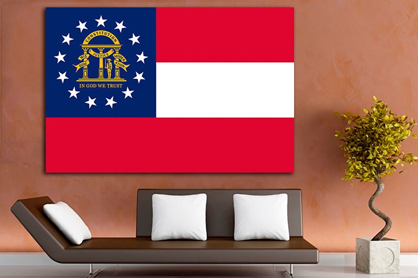 Georgia flag Print on canvas State in United States Georgia flag art Georgia flag canvas Georgia flag print Art decor Printable art Canvas