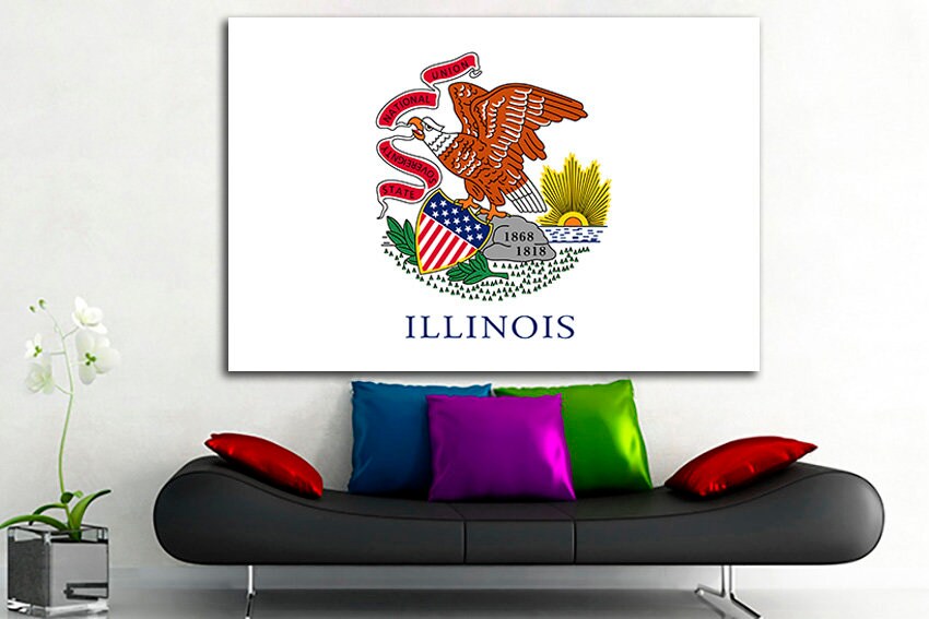 Illinois state Canvas flag Illinois flag art Illinois flag poster Illinois flag canvas Illinois flag print Art decor National flag Painting