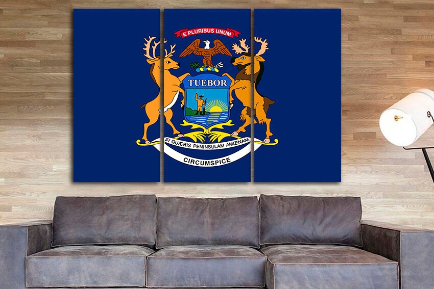 Michigan state Print on canvas Michigan flag art Michigan flag photo Michigan flag canvas Michigan flag print State Great lakes Wall prints