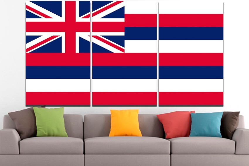 Hawaii state Print on canvas Hawaii flag art Hawaii flag canvas Hawaii flag print Aloha State flag Canvas art Islands Aloha flag Print decor