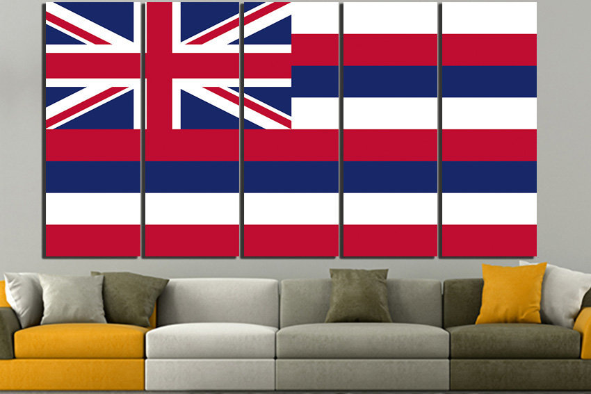 Hawaii state Print on canvas Hawaii flag art Hawaii flag canvas Hawaii flag print Aloha State flag Canvas art Islands Aloha flag Print decor