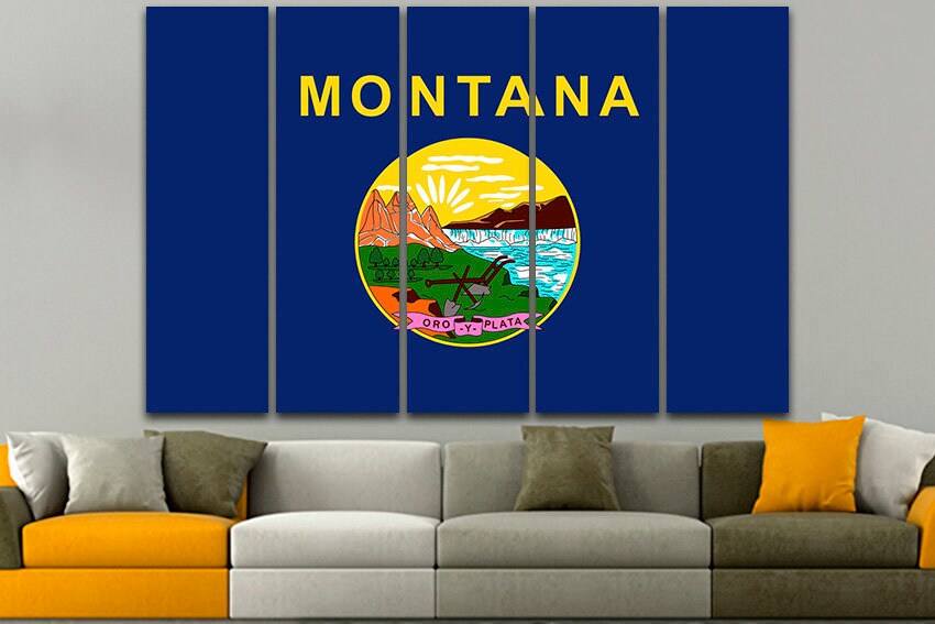 Montana state Art flag Montana flag art Montana flag decor Montana canvas Montana flag print Print on canvas Office print Picture flag Print