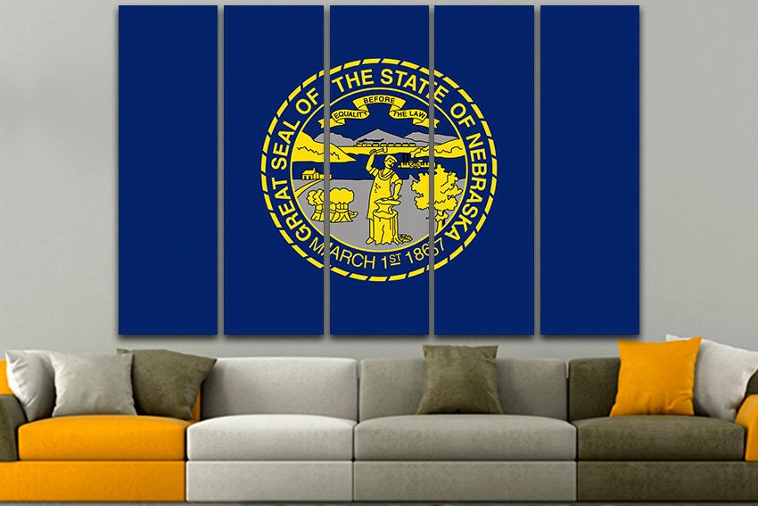 Nebraska state Flag print Nebraska flag art Nebraska flag decor Nebraska flag canvas Nebraska print Cornhusker State Office art Poster flag