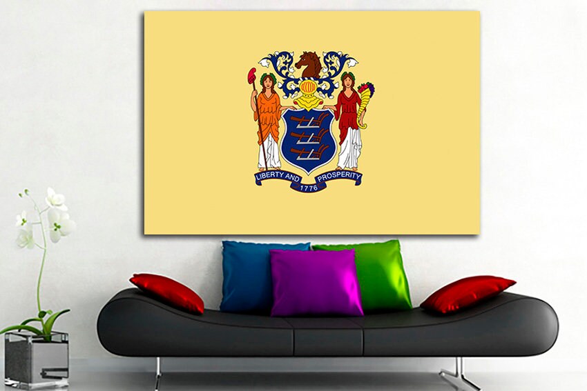 New Jersey state Flag art New Jersey flag art New Jersey decor New Jersey flag New Jersey print Garden State flag Office decor Photo print