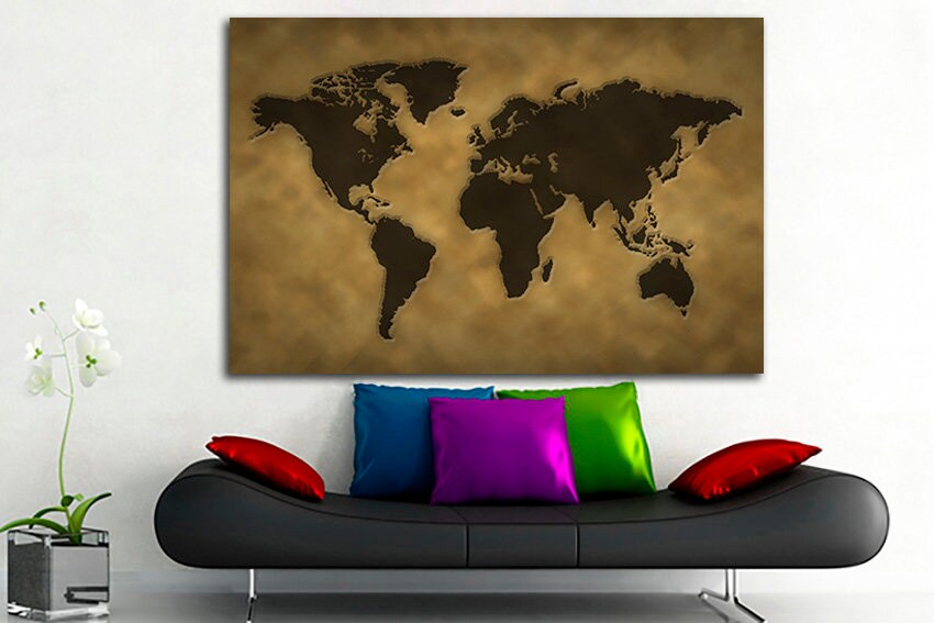 Old world map print on canvas Gift for her decor ready to hang
