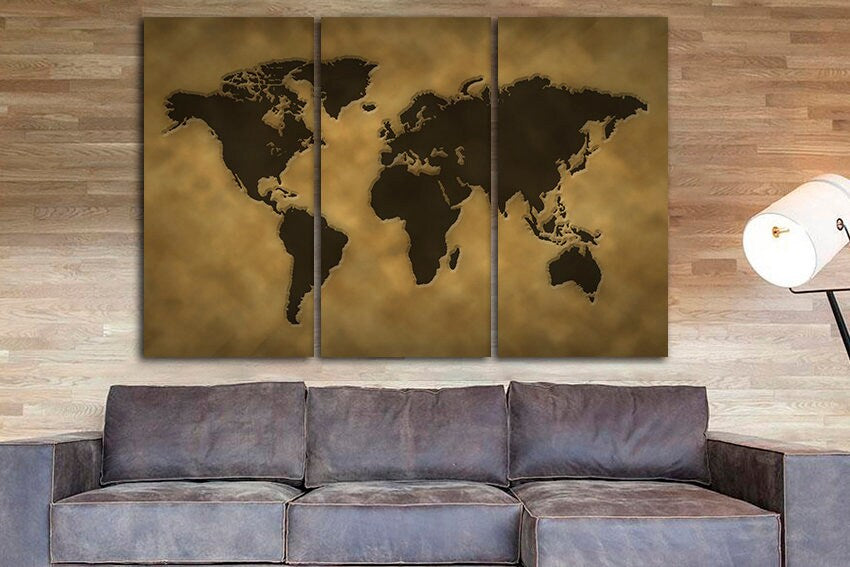 Old world map print on canvas Gift for her decor ready to hang