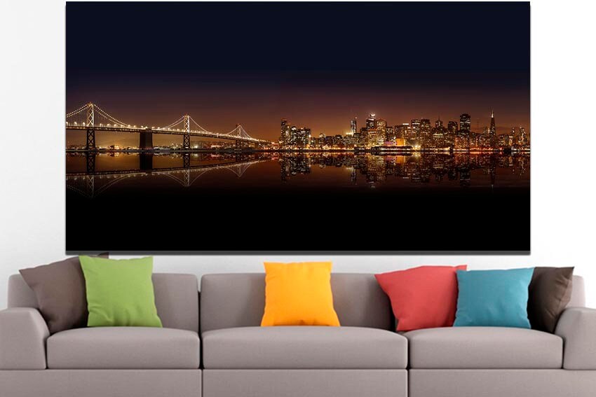 San Francisco Night city print Bridge travel decor