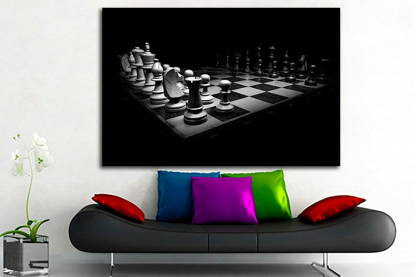 Chess Print on canvas Game decor Strategy room art Gambler gift