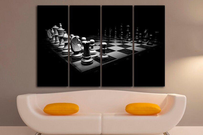 Chess Print on canvas Game decor Strategy room art Gambler gift