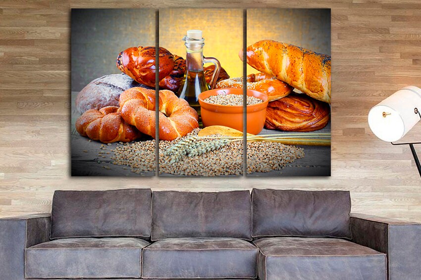 Baking print Bread canvas Kitchen wall art Gift for bakers Cafe decor ready to hang