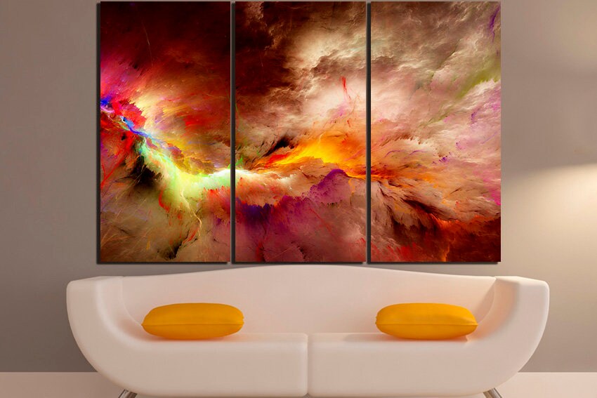 Watercolor print Abstraction canvas Multicolor wall art Multicolor decor Gift for her