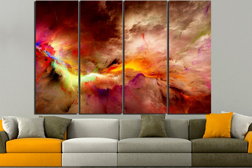 Watercolor print Abstraction canvas Multicolor wall art Multicolor decor Gift for her