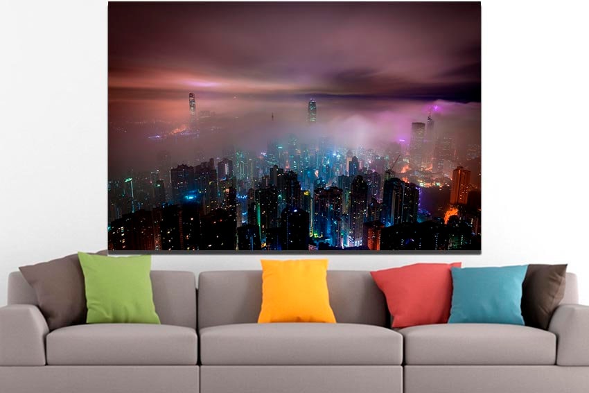 Hong Kong city print on canvas travel wall art