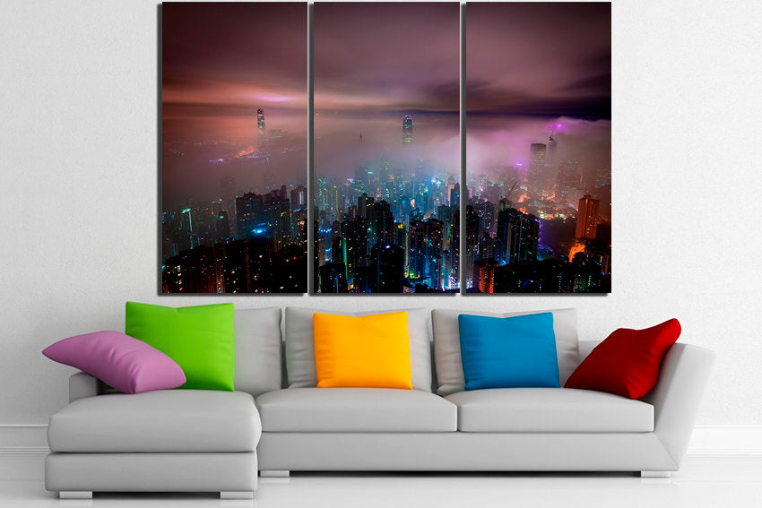 Hong Kong city print on canvas travel wall art