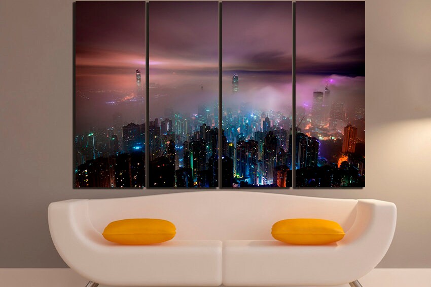 Hong Kong city print on canvas travel wall art