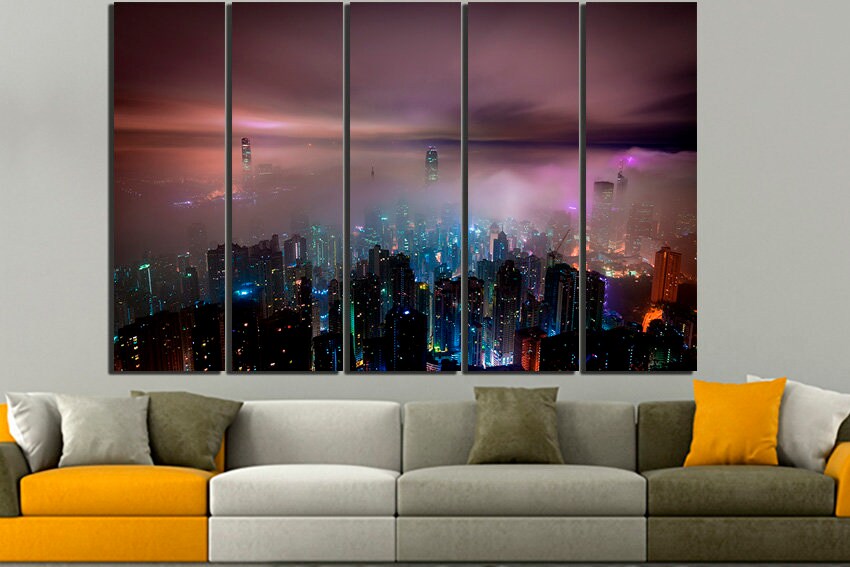 Hong Kong city print on canvas travel wall art