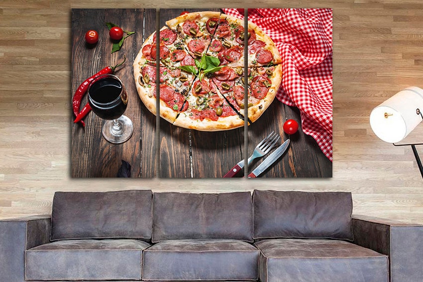 Pizza wall art Cafe decor Pizza canvas Food Italian dish Kitchen photo