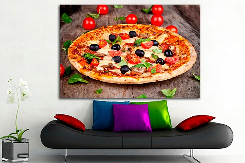 Pizza print Cafe wall art Italian food canvas Gift for him Kitchen restaurant decor