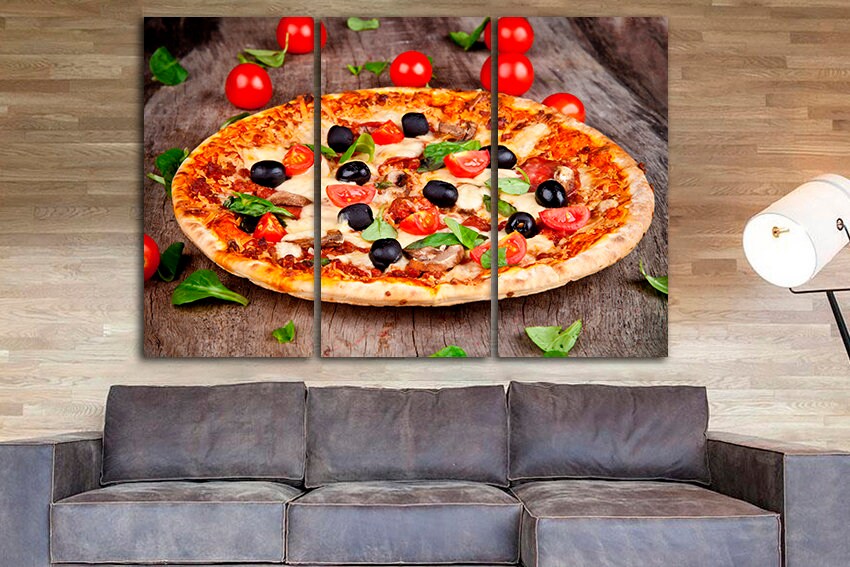 Pizza print Cafe wall art Italian food canvas Gift for him Kitchen restaurant decor