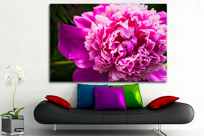 Peony print decor Flowers canvas Botanical wall art Gift for her Blush pink photo