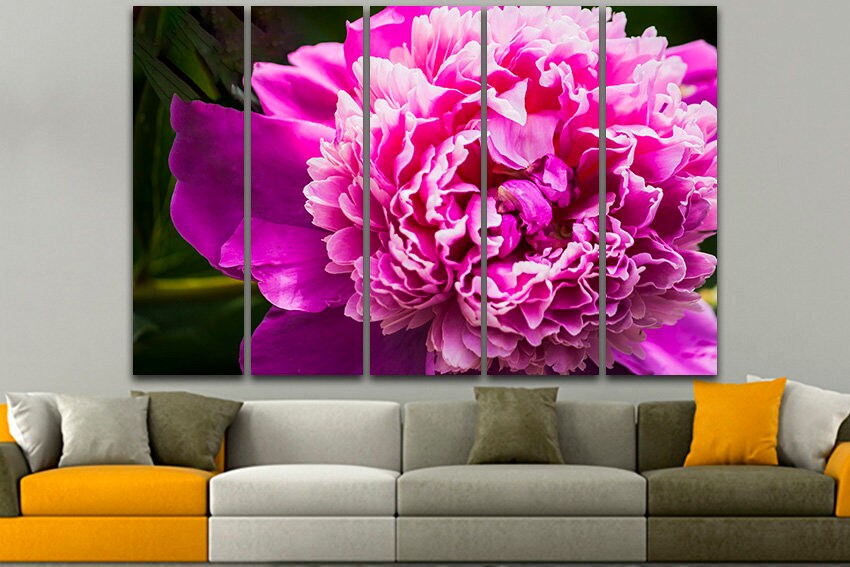 Peony print decor Flowers canvas Botanical wall art Gift for her Blush pink photo