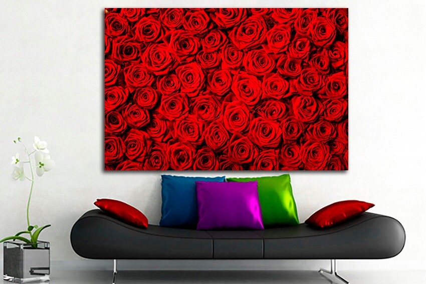 Red roses canvas Flowers wall art Gift for mom Wedding print Ready to hang