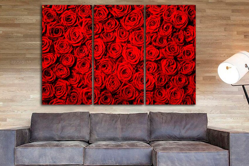 Red roses canvas Flowers wall art Gift for mom Wedding print Ready to hang