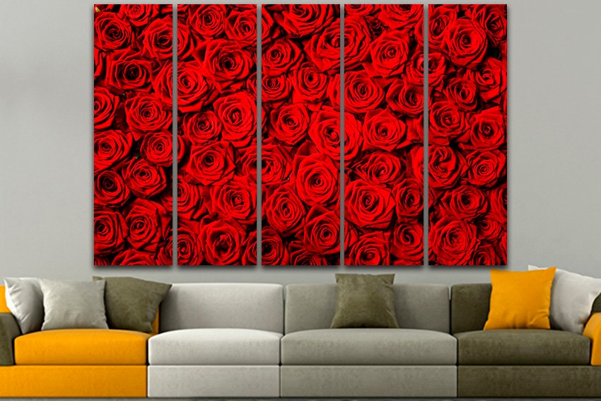 Red roses canvas Flowers wall art Gift for mom Wedding print Ready to hang