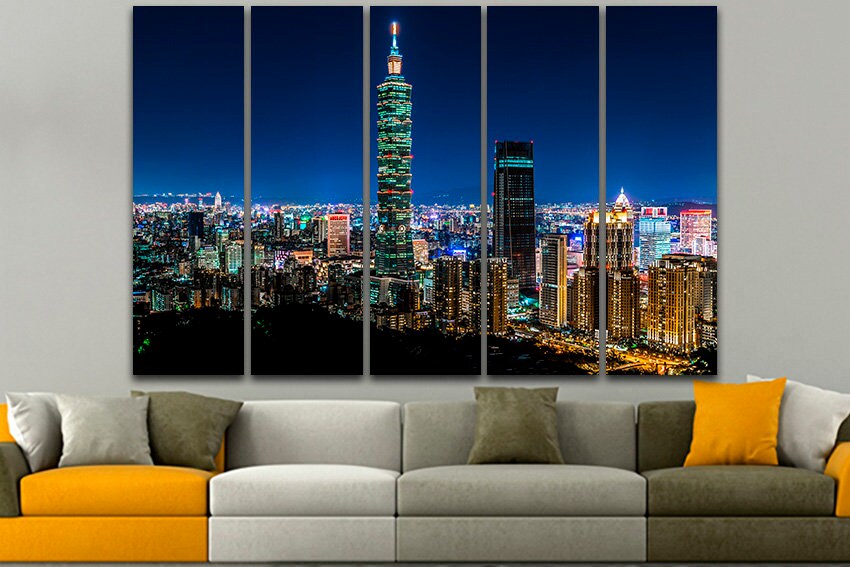 Taiwan City canvas Taipei Skyscrapers travel wall art decor