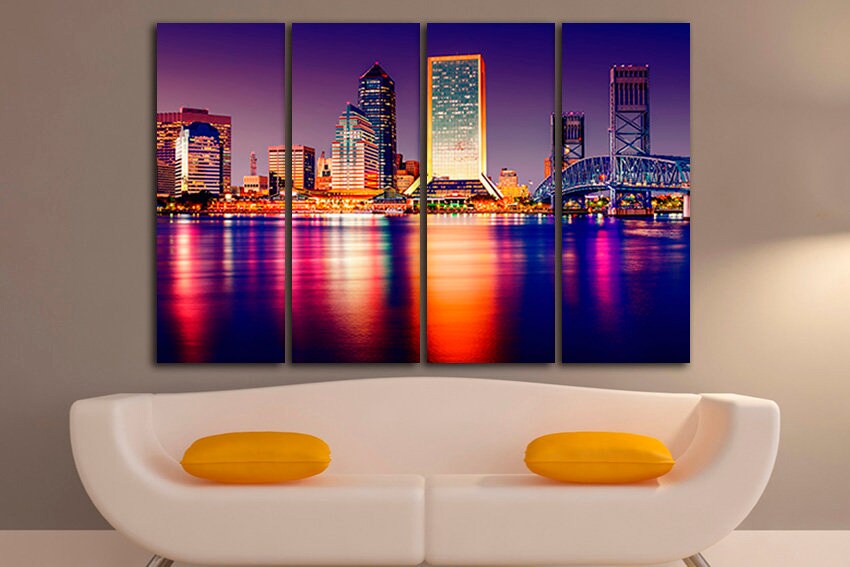 Tampa city canvas Florida bridge Florida travel decor