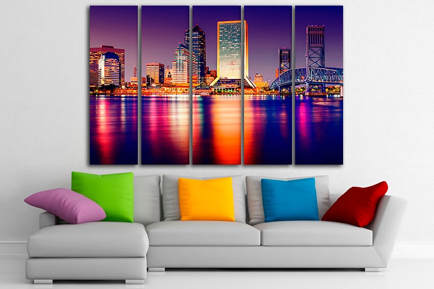 Tampa city canvas Florida bridge Florida travel decor